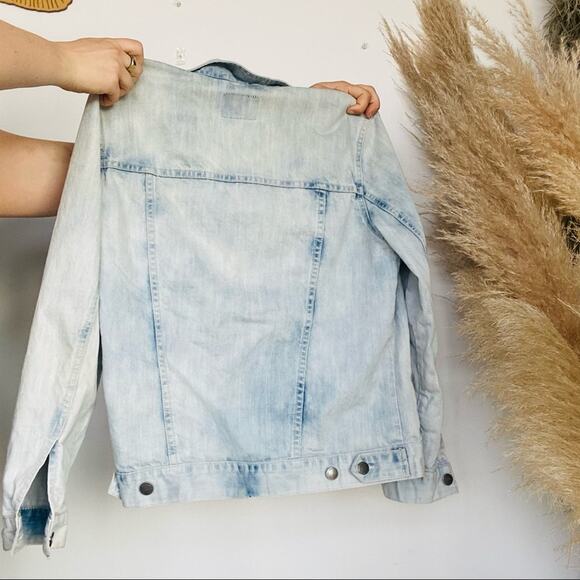 VELVET HEART Acid Wash Blue White Vintage Denim Jean Open Jacket S Boho - Picture 7 of 9